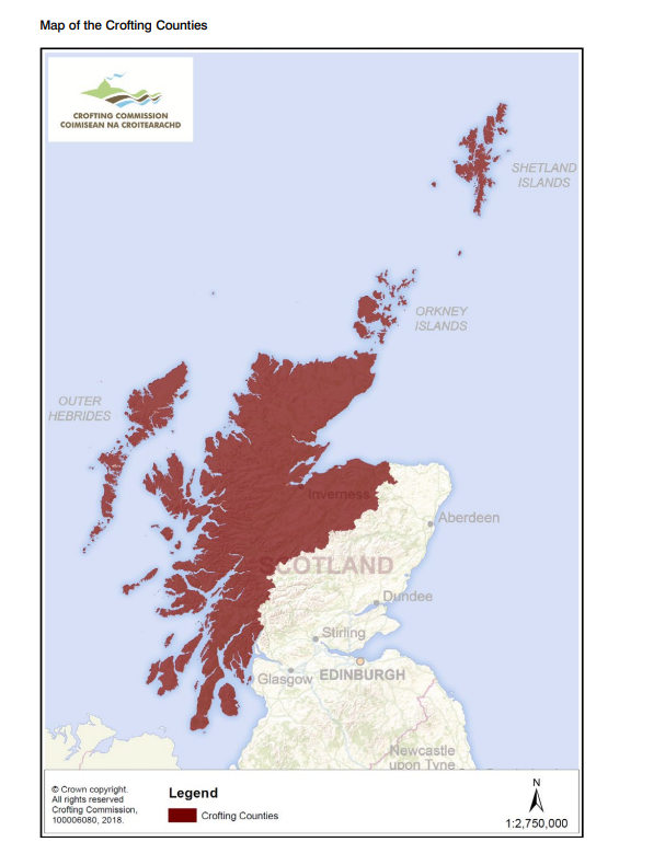 Map of the crofting counties